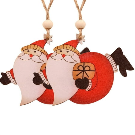 

2PCS Christmas Wooden Pendant Decoration Wooden Crafts Deer Old Man Snowman Color Wooden Doll Decoration Super Cute Swing Shoe Ornament Decorative Mom Glass Heart Unlit Christmas Garland 6 Feet
