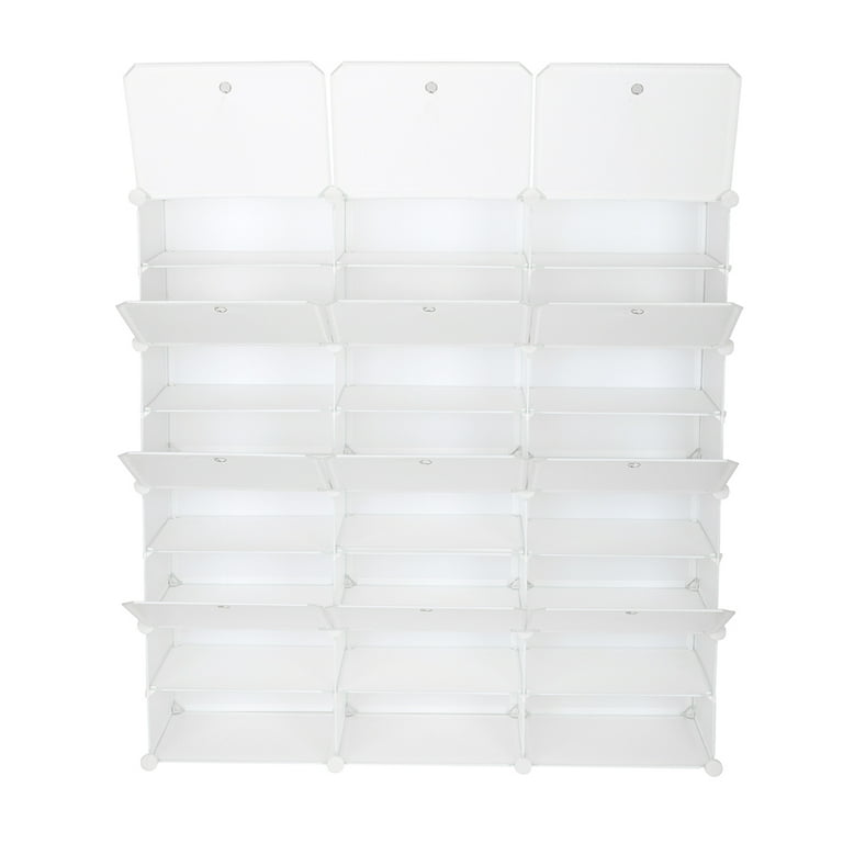 Home-Complete 60.6 H 48-Pair 8-Tier Gray Plastic Shoe Rack