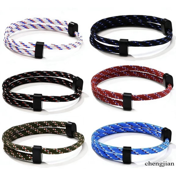 Nautical Braided Rope Bracelets Set - 6Pcs Adjustable Braided Cord Bracelet, Handmade Navy Marine String Bracelet with Metal Knot, Men Women Braided Bracelets Gifts
