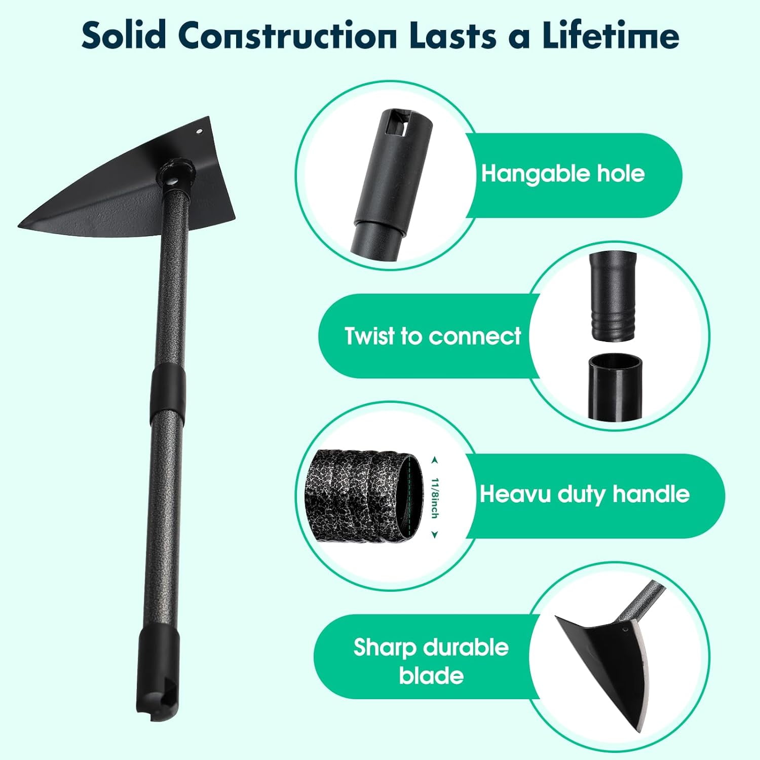 Yeyebest Adjustable 72” Triangle Hoe with Metal Handle