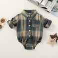 thumbnail image 3 of Younger Tree Newborn Baby Boy Girl Flannel Shirt Long Sleeve Button Down Plaid Shirts Romper Clothes Outfits for 0-3 Months, 3 of 6