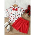 thumbnail image 2 of Genuiskids Toddler Baby Boy Valentine's Day Clothes Short Sleeve Lapel Neck Letters Heart Print Shirt Tops Shorts Pants Casual Kids Summer Outfits, 2 of 9