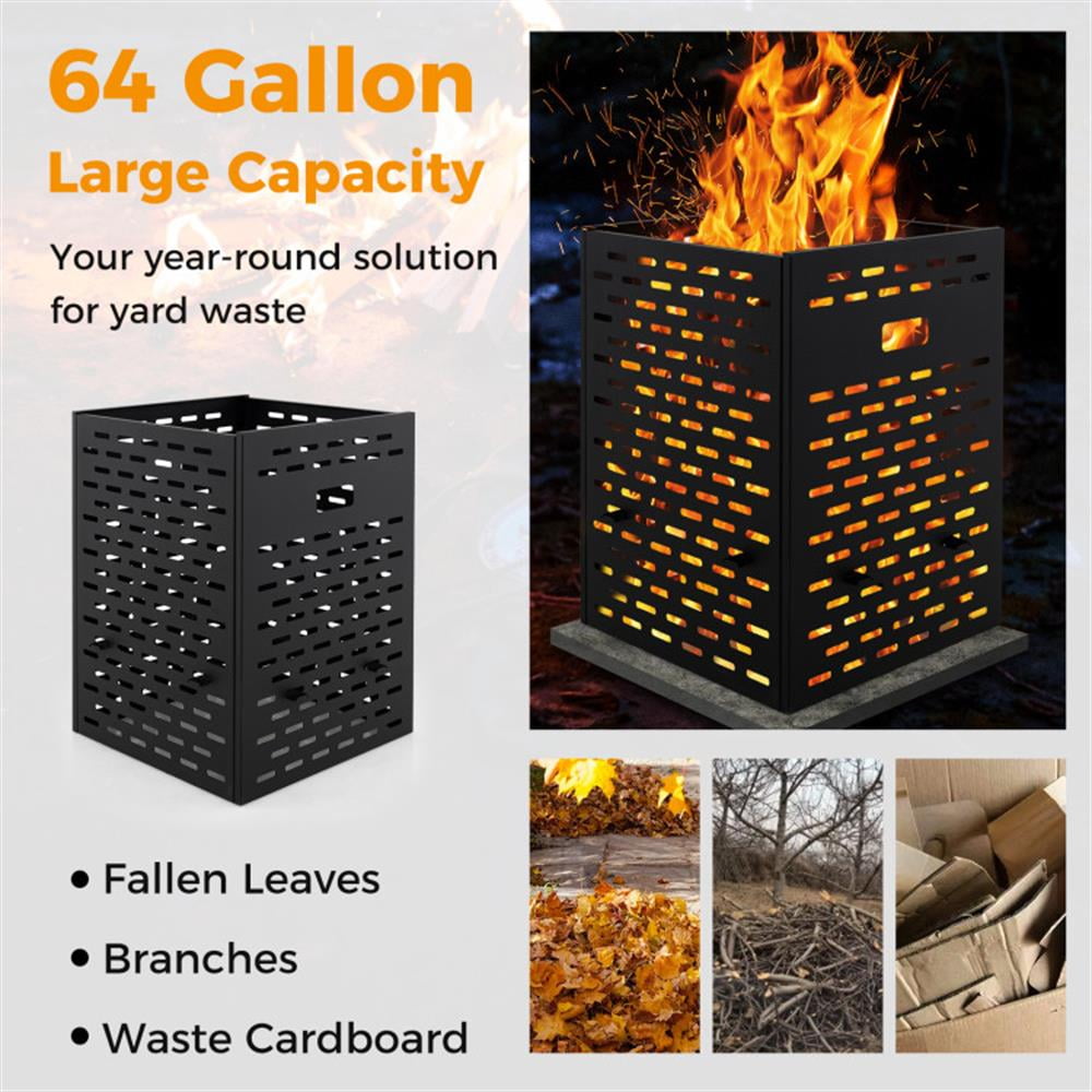 Resenkos Fire Pit, Outdoor Smokeless Fire Pit,30 Inches Ultra Thick Burn Barrel with Venting Patterns and 4 Cross Braces