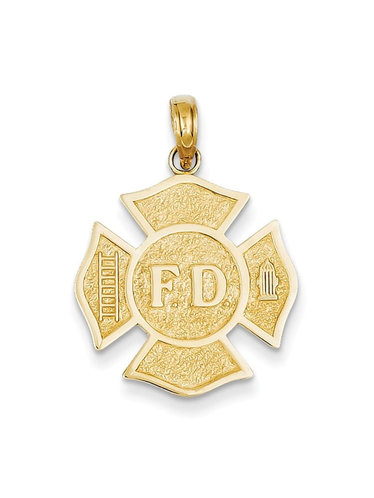 IceCarats - 14k Yellow Gold Fire Department Badge Pendant Charm ...