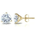 thumbnail image 1 of 14k Yellow Gold Round Moissanite Stud Earrings (1 1/2ct TGW, 6mm, H-I) 3-Prong Martini, Push-Back by Diamond Wish, 1 of 3