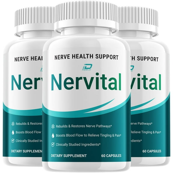 Nervital Capsules – Nervital Natural Ingredients Glycogen Support, 3 Pack, 180 Capsules