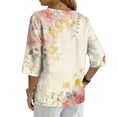 thumbnail image 6 of Women Linen Blouse Summer Linen Shirts for Women Button V Neck 3/4 Sleeve Blouse Casual Loose Basic T-Shirt Solid Tunic Tops 2026, 6 of 7