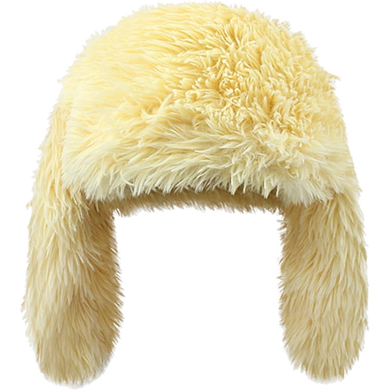 Fuzzy Bunny Hat for Women Cute Plush Beanie with Bunny Ears  display picture 3