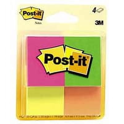 Post-It Note Pads, Fluorescent Colors, 1.5 Inches X 2 Inches , 4 Pads