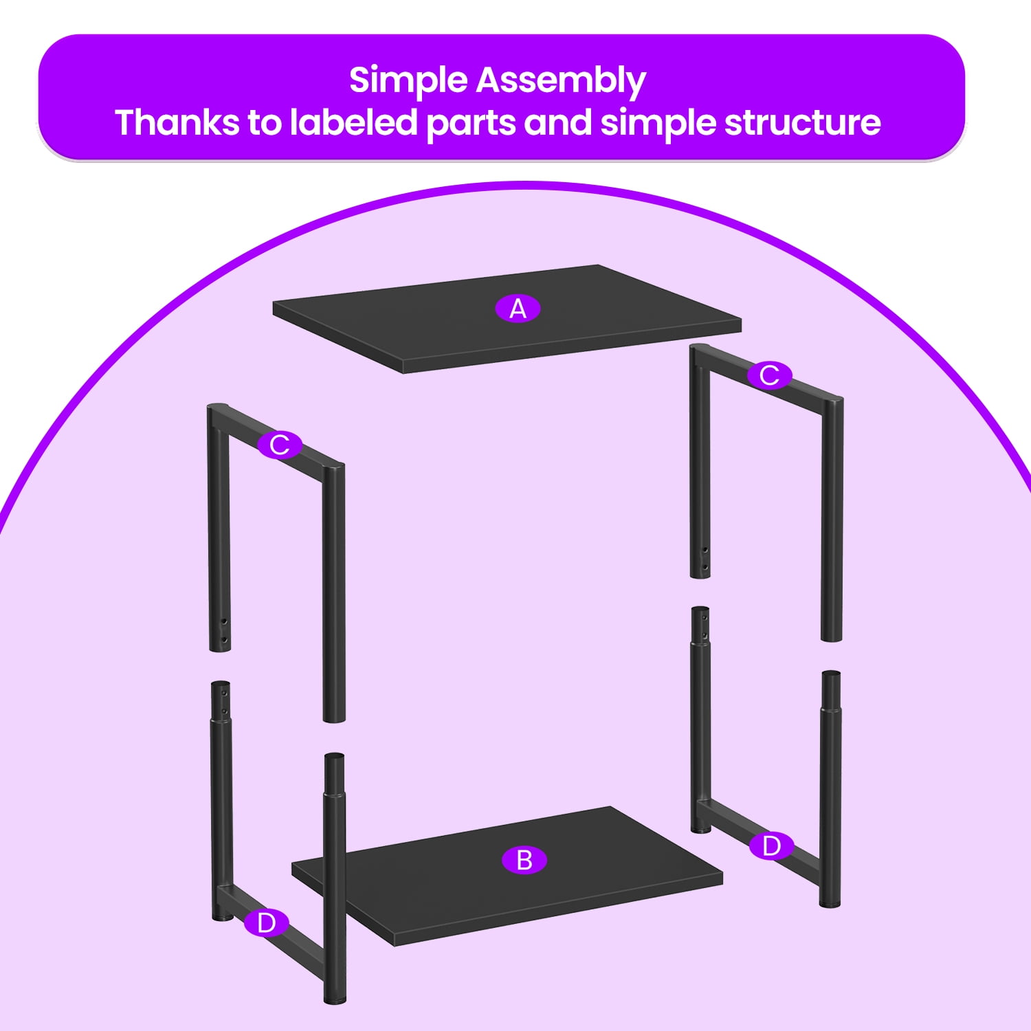 LEDREM Industrial 2-Pack Accent End Tables, Sturdy Steel Frame & Particleboard, Easy assembly, Adjustable Feet Slim Side Table, Black