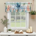 thumbnail image 3 of Watercolor Blue Octopus Coral Window Valance Curtain Fish Wood Grain Rod Pocket Short Curtain for Living Room, Bedroom & Kitchen Window Decor 42x18in, 3 of 8