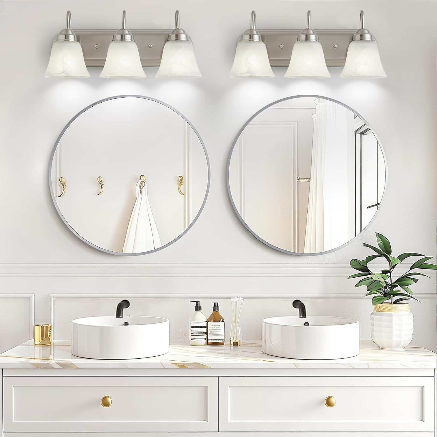NATYSWAN 3 Light Bathroom Vanity Lights(Bulbs Not Included), Modern Lighting Fixtures Brushed Nickel Wall Lamp Vanity Lights Apply for Mirror Living Room Cabinet Bedroom