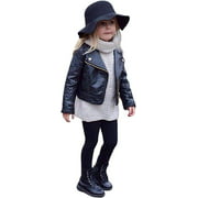 Toddler Boys Girls Motorcycle Faux Leather Jackets Coat Winter Outwear for 1-5Y
