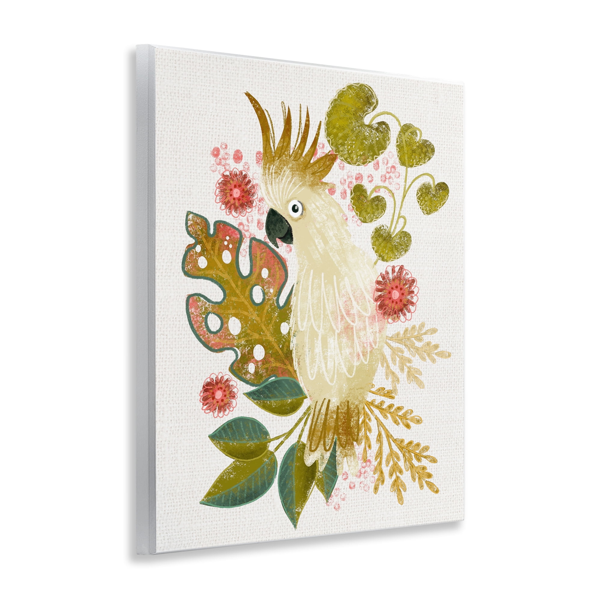 Stupell Industries Cockatoo & Tropical Leaves Animals & Insects Painting Unframed Art Print Wall Art, 11 x 14