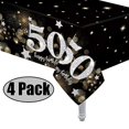 thumbnail image 1 of 4 Pack 50th Birthday Table Cover / 50th Birthday Theme Tablecloth Party Supplies, 1 of 1
