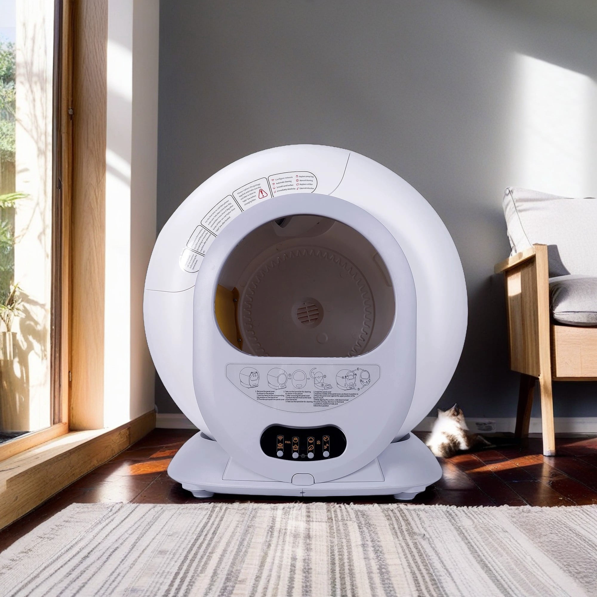 resenkos 65L Self Cleaning Cat Litter Box for Multiple Cats, App Control Support 2.4G WiFi /Odor Removal Automatic Cat Litter Box with 9L Collection Bin, Gray