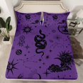 thumbnail image 2 of Manfei Cartoon Boho Snake Twin Sheet Sets for Teen, Vintage Mystic Purple Galaxy Twin Fitted Sheet, Tribal Animal Flat Sheet, Ultra Soft Home Decor, 3-Piece, 2 of 7