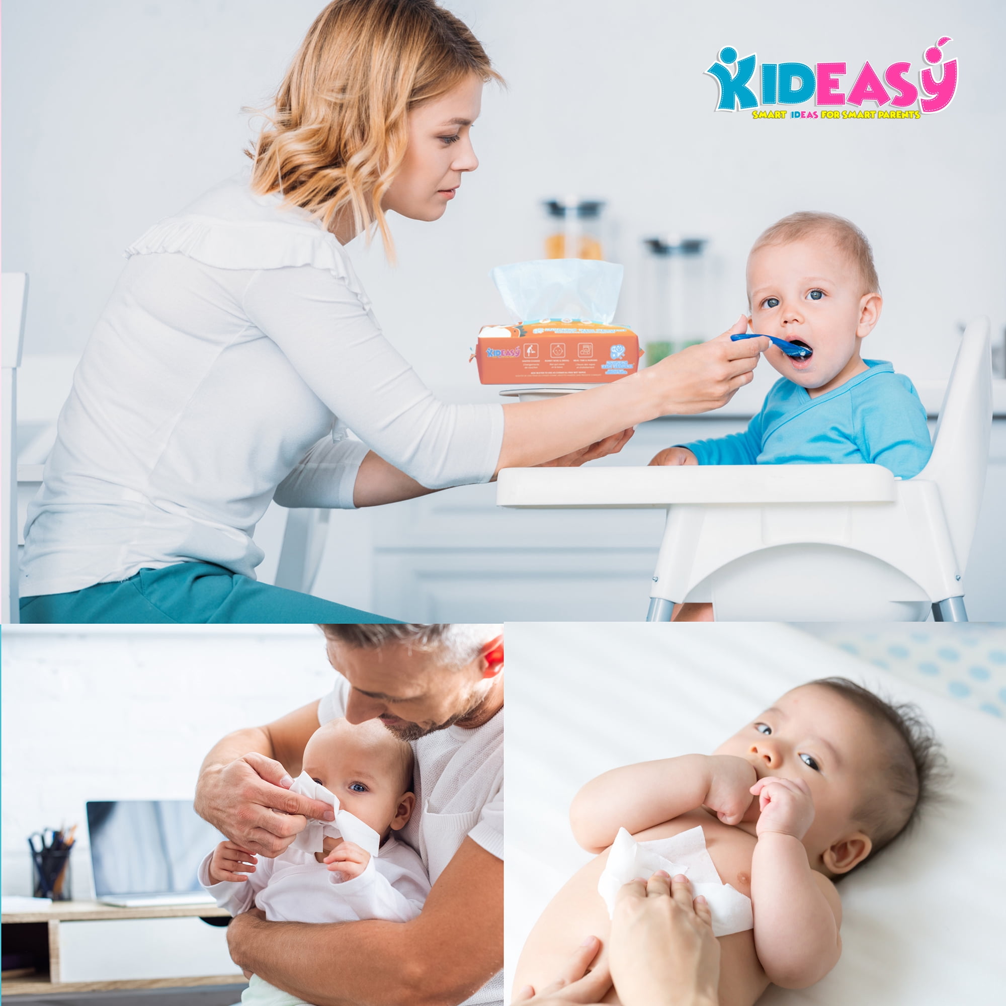 KidEasy Baby Dry Wipes-100% Cotton- 4 -Pack- 400 Wipes