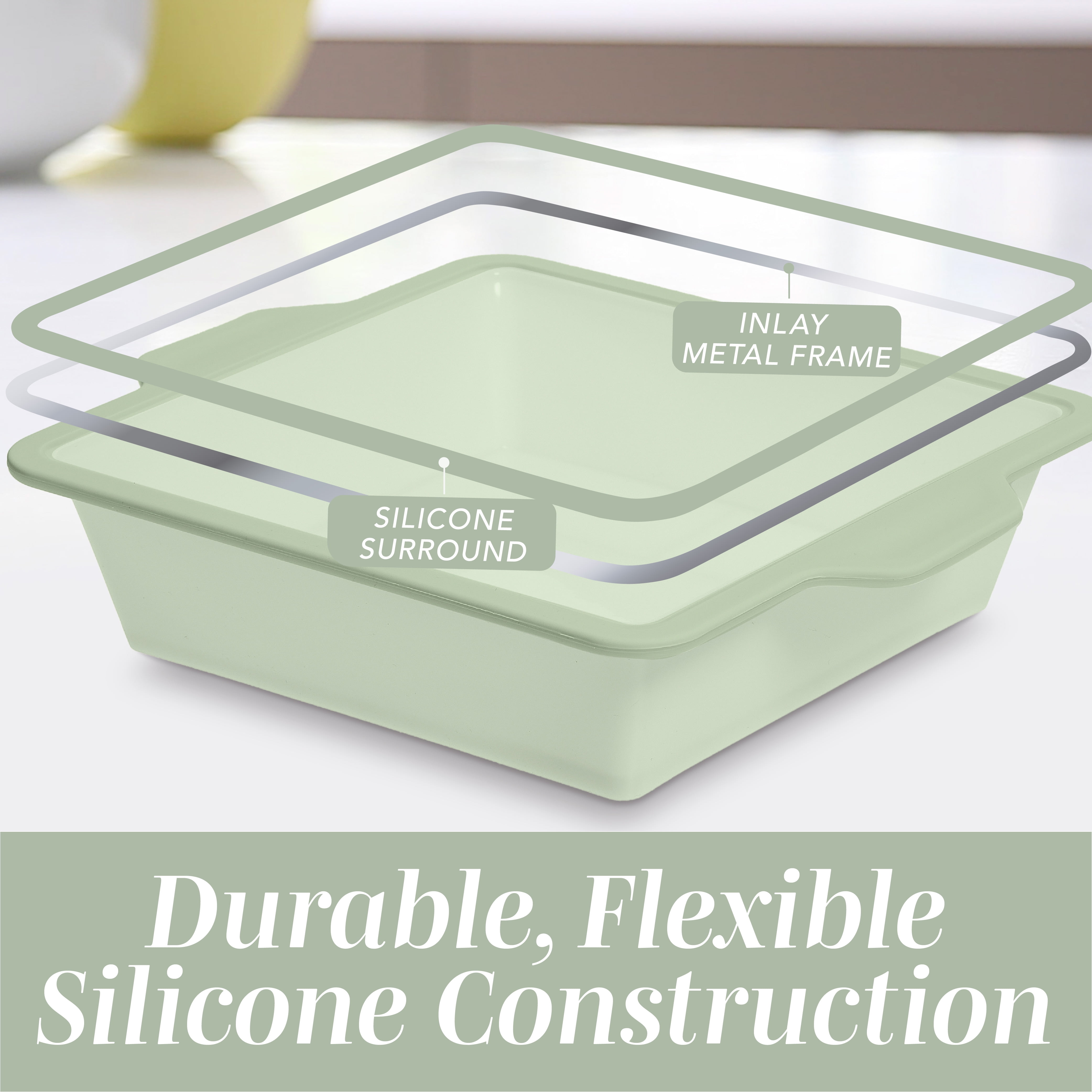 COOK WITH COLOR 17-Pc Silicone Baking Set, Non Stick Baking Pan Set with Sturdy Metal Frame, Sage