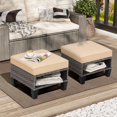 thumbnail image 3 of Crestlive Products Outdoor Patio Square Rattan Storage Ottomans Set (Set of 2) with Removeable Cushion, as Side Table Footstool Beige, 3 of 5