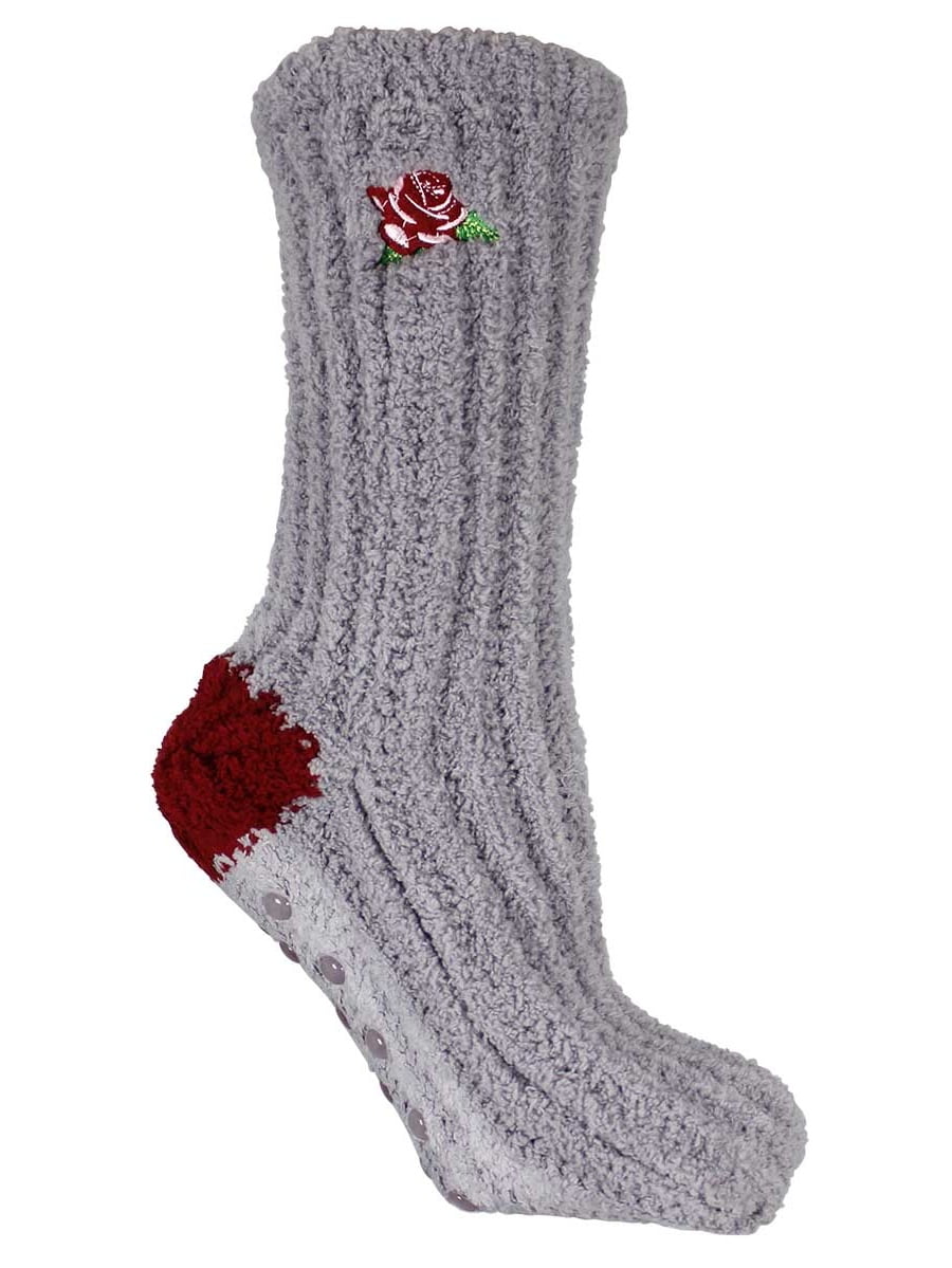 Women's NonSkid Slipper Socks Fuzzy Slouchy Chenille Lavender Infused