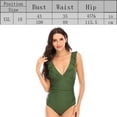 thumbnail image 2 of Women's V Neck One Piece Swimsuit Ruffled Lace Up Monokini（green）, 2 of 6