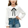 thumbnail image 3 of larppty Girls Blouse Shirts Spring Fall Long Sleeve Button-Down Top Ruffle Collar, 3 of 6