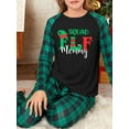 thumbnail image 5 of Elippeo Family Matching Christmas Pajamas, Letter  Elf Boot Print Long-Sleeved Round Neck Tops + Plaid Pattern Trousers Sleepwear, 5 of 10