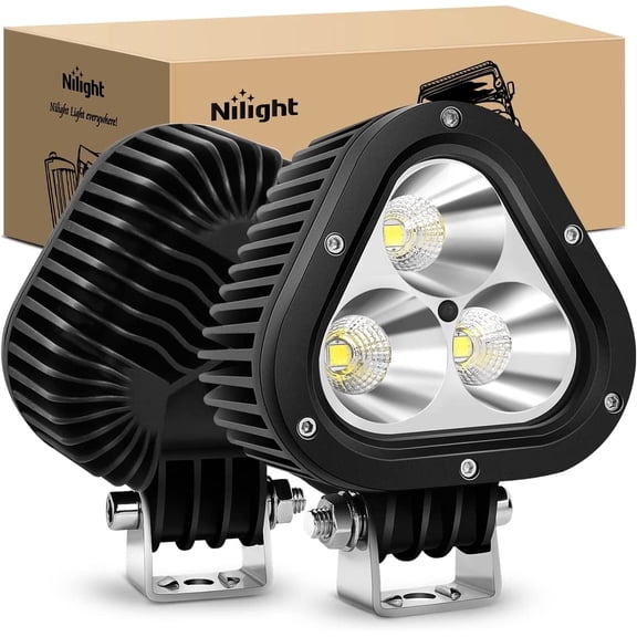 Nilight 2PCS 60W LED Work Light 4 Inch Triangle Shape Spot Flood Combo LED Driving Light for Tractors Trucks Hunters Motorcycle Jeep SUV Boat