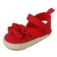 thumbnail image 3 of 2DXuixsh Water Shoes Toddler 7 Girls Ruffles Shoes First Walkers Shoes Summer Toddler Flat Sandals Slip House Slipper Girls' Sandals Baby Girl Shoes Canvas Red 11, 3 of 9