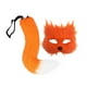thumbnail image 3 of Máscara y cola de animal peludas, accesorios para cosplay, ideales para disfraces, actuaciones y juegos de rol. naranja, 3 of 9