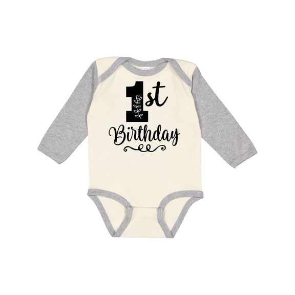Inktastic 1st Birthday One Year Old Girls Girls Long Sleeve Baby Bodysuit