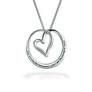 BFF Mantra Quote Saying Circle Heart Sister Bond Pendant Necklace for Women for Sisters Rose Gold Plated Sterling Silver