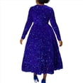 thumbnail image 4 of Vestido de Lentejuelas para Mujer, Talla Grande, Larga, Corte A, Acampanado, para Fiesta, Cóctel, Noche, Brillante, Azul Real L, 4 of 7