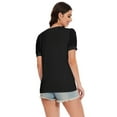 thumbnail image 5 of Women's V Neck Tops Puff Sleeve with Swiss Dot T-Shirts Summer Casual Loose Tshirts, 5 of 7