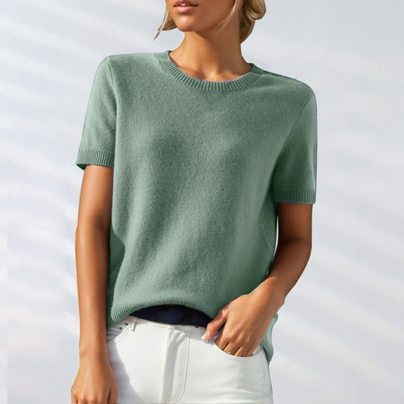 Women's Short Sleeve Sweaters Sweater Shirts Loose Crewneck Tops Sweaters for Women Pullover Tops Loose Fit Knit T Shirts Sweater Crew Neck Knit Sweater Blouse Shirts Blouses Knit Shirts JN L