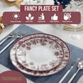 thumbnail image 5 of Crown Display Burgundy Floral Disposable Plates 200 Pc Set | 100x8" & 100x10" Plastic Dinnerware, 5 of 7