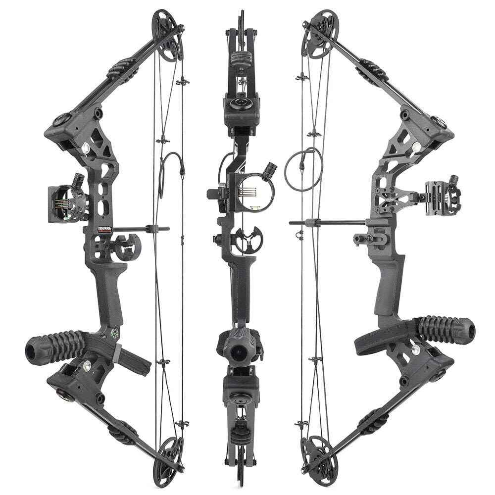 X8 Archery Compound Bow Bag Arrow Set 20-70lb Adjustable Bow Hunting 320FPS RH/LH（Black Bow Arrow Set LH）
