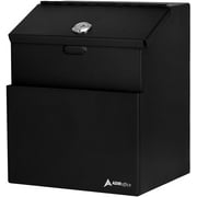 AdirOffice Steel Suggestion Donation And Mail Box Wall Mountable Drop Box Black