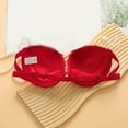 thumbnail image 4 of GEWSEY Womens Comfort Bra Lace Embroidery Full-Coverage Push-Up Bralette Light Shapewear Bras for Everyday Wear (Red, 28B), 4 of 4