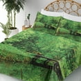 thumbnail image 3 of Ambesonne Spring Fitted & Top Sheet Set with Shams, Foliage Forest Woodsy, Green Brown, 3 of 5