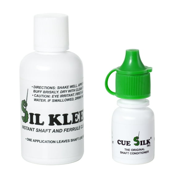 Cue Silk Bundle of 2 items: Sil Kleen Pool Cue Shaft and Ferrule Cleaner 1 oz Bottle & Cue Silk Pool Cue Shaft Conditioner 1/4 oz Bottle