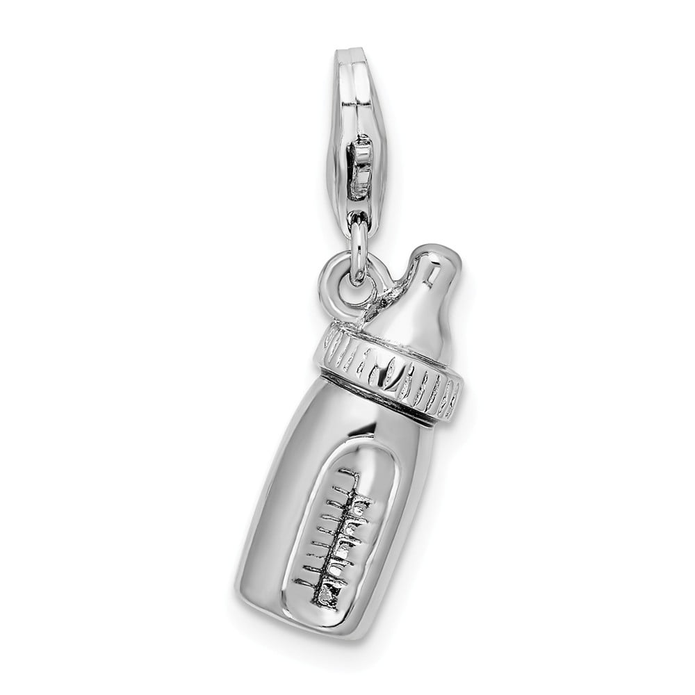 Jewelry Brothers charms Best Birthday Gift Sterling Silver Polished w/CZ Two Cross Lobster Clasp Charm 