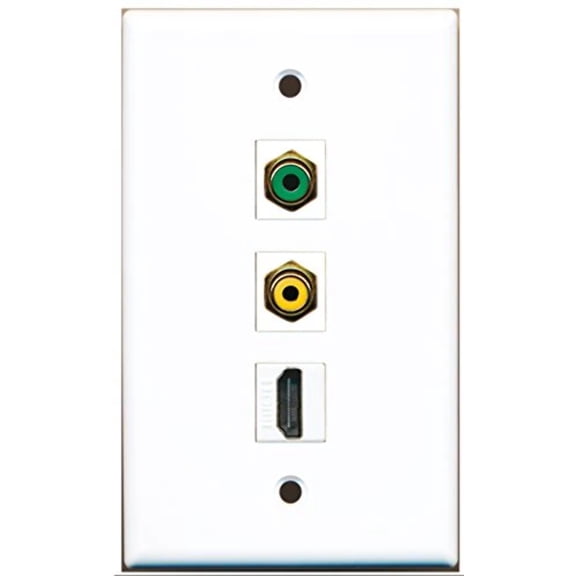 RiteAV - 1 Port HDMI and 1 Port RCA Yellow and 1 Port RCA Green Wall Plate