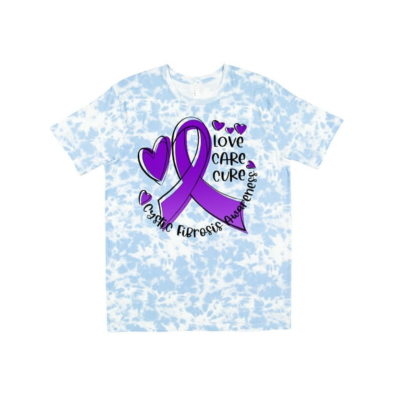 Inktastic Love, Care, Cure Cystic Fibrosis Awareness Purple Ribbon T-Shirt