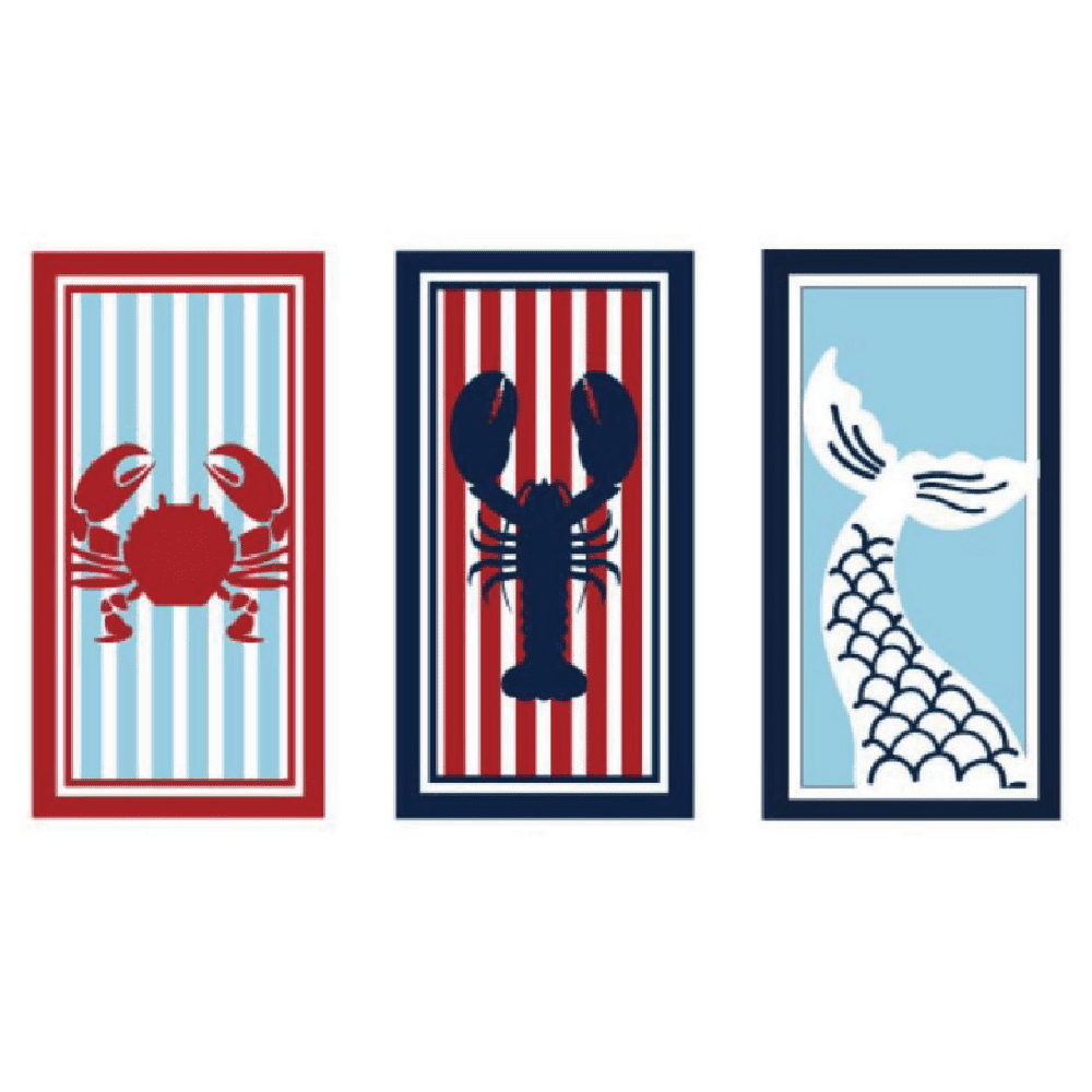 Assorted Designs 30 x 60 Nautical Microfiber Beach Towel Set (Pack of 6)