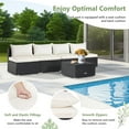 thumbnail image 5 of Topbuy 5 Piece Patio Furniture Set Outdoor Rattan Sofa Set w/ Seat & Back Cushions Convenient Square Coffee Table, 5 of 9