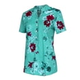 thumbnail image 5 of Summer Saving Wycnly Womens Tops Floral Short Sleeve V-Neck Tee Shirts Summer Casual Stand Neck Button Down Tunic Blouse with Pocket Mint Green XL Clearance Clothes, 5 of 7