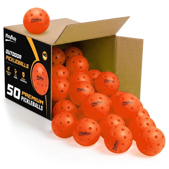 PlayBolt Outdoor Pickleball Balls - Premium Pickle Balls Set USAPA Approved, 40 Hole Crack Resistant Tournament Ready Pickleballs