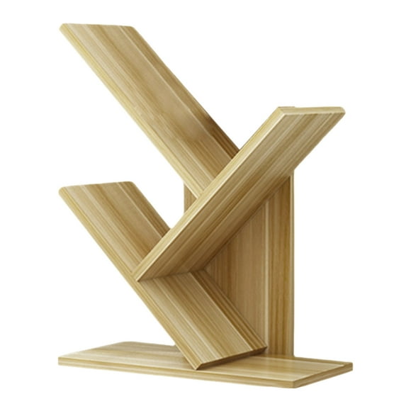 Estantería organizadora de madera de 3 niveles | Librería pequeña de escritorio con 3 estantes abiertos | Estantería estrecha de pie en beige y marrón,Beige,Free Size